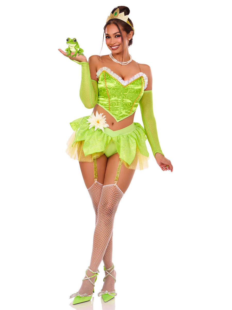 Womens Sexy Green Bayou Babe Princess Tiana Costume Main Image