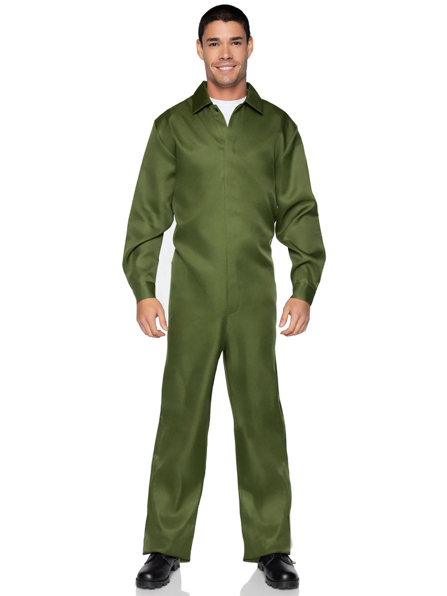 Mens Green Boiler Suit Flight Suit Costume Main Image