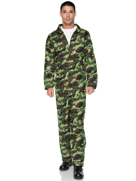 Mens Green Camo Suit Army Soldier Costume Main Image