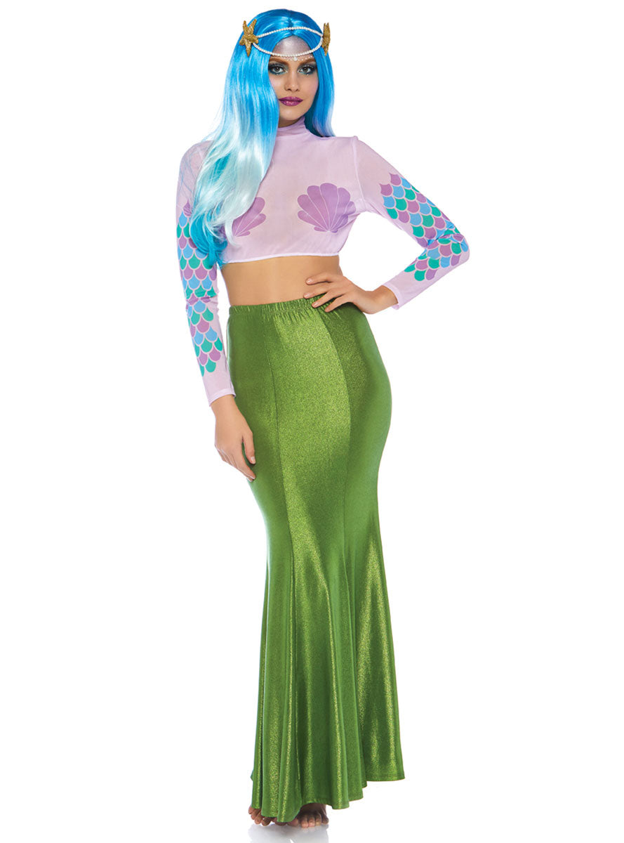 Womens Green Shimmer Mermaid Costume Skirt Main Image