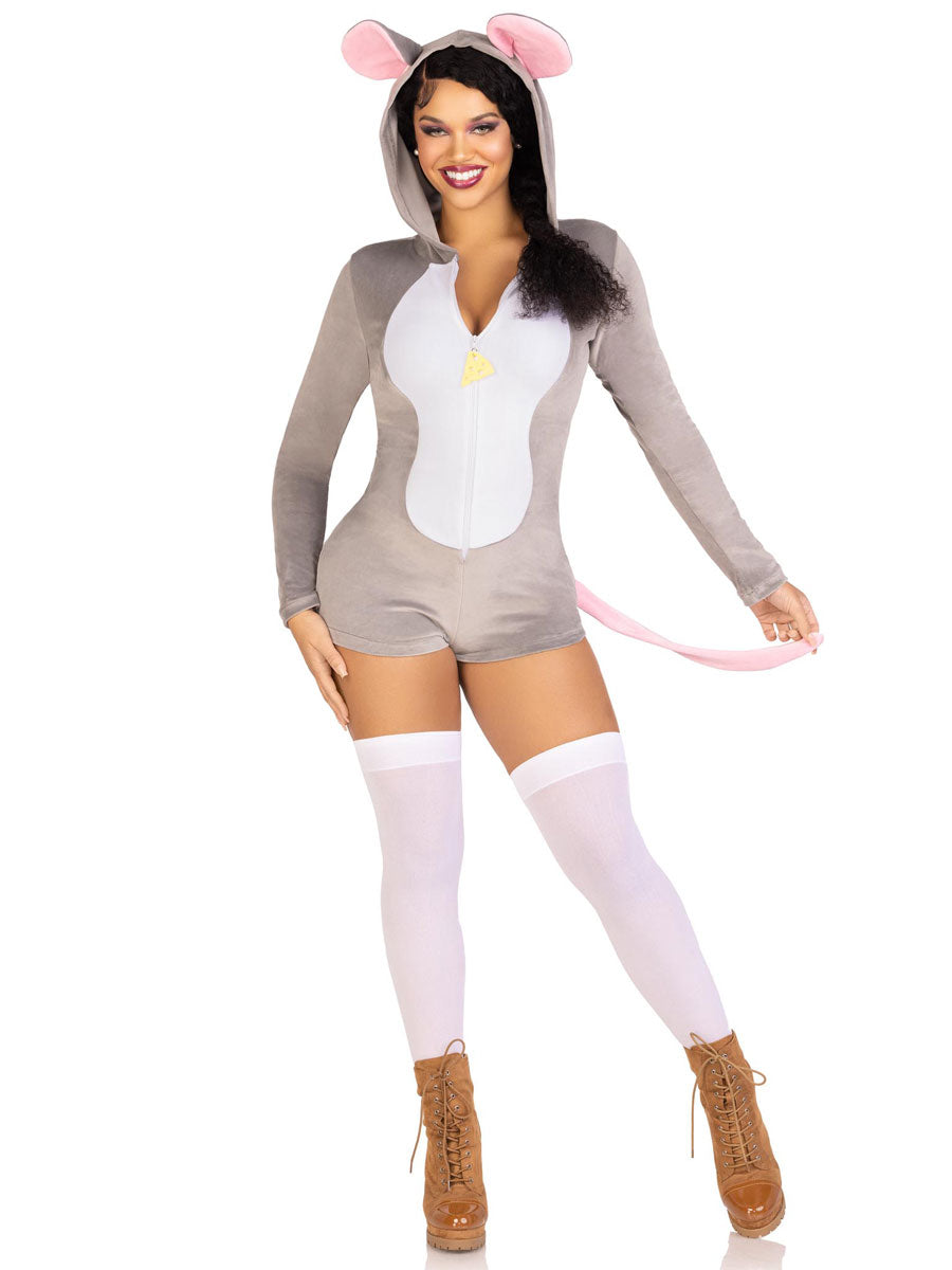 Womens Sexy Grey Mouse Plush Romper Costume Alternative Image