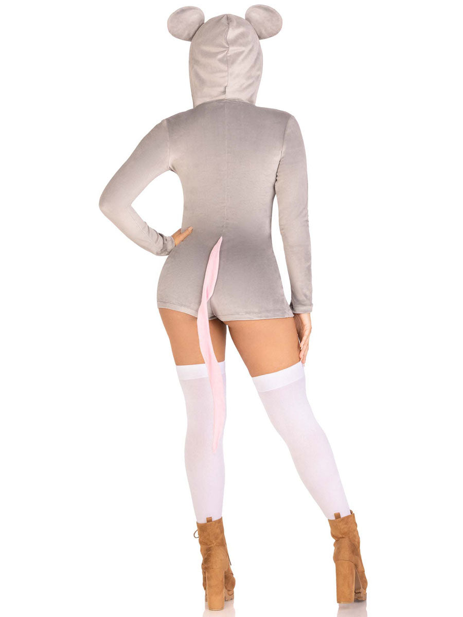 Womens Sexy Grey Mouse Plush Romper Costume Back Image