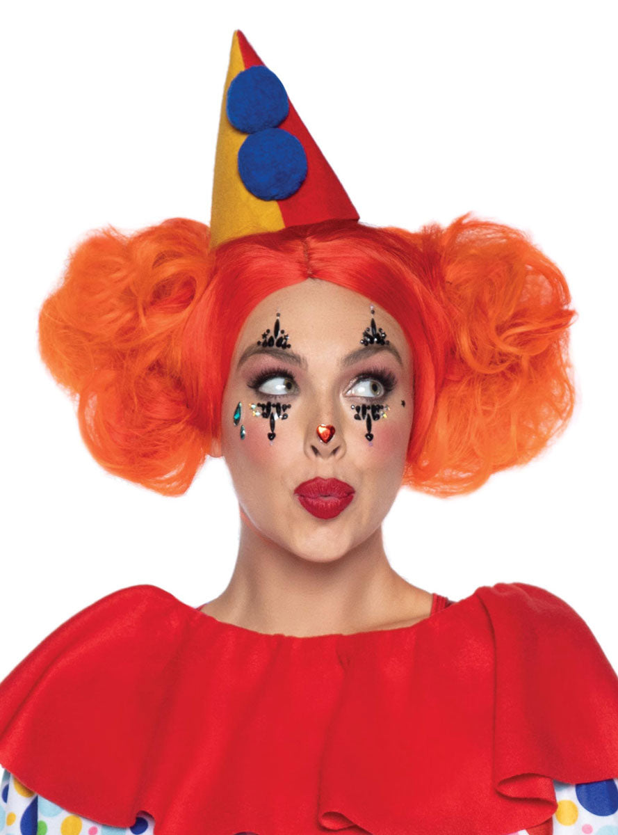 Womens Harlequin Stick On Costume Face Jewels Alternative Image
