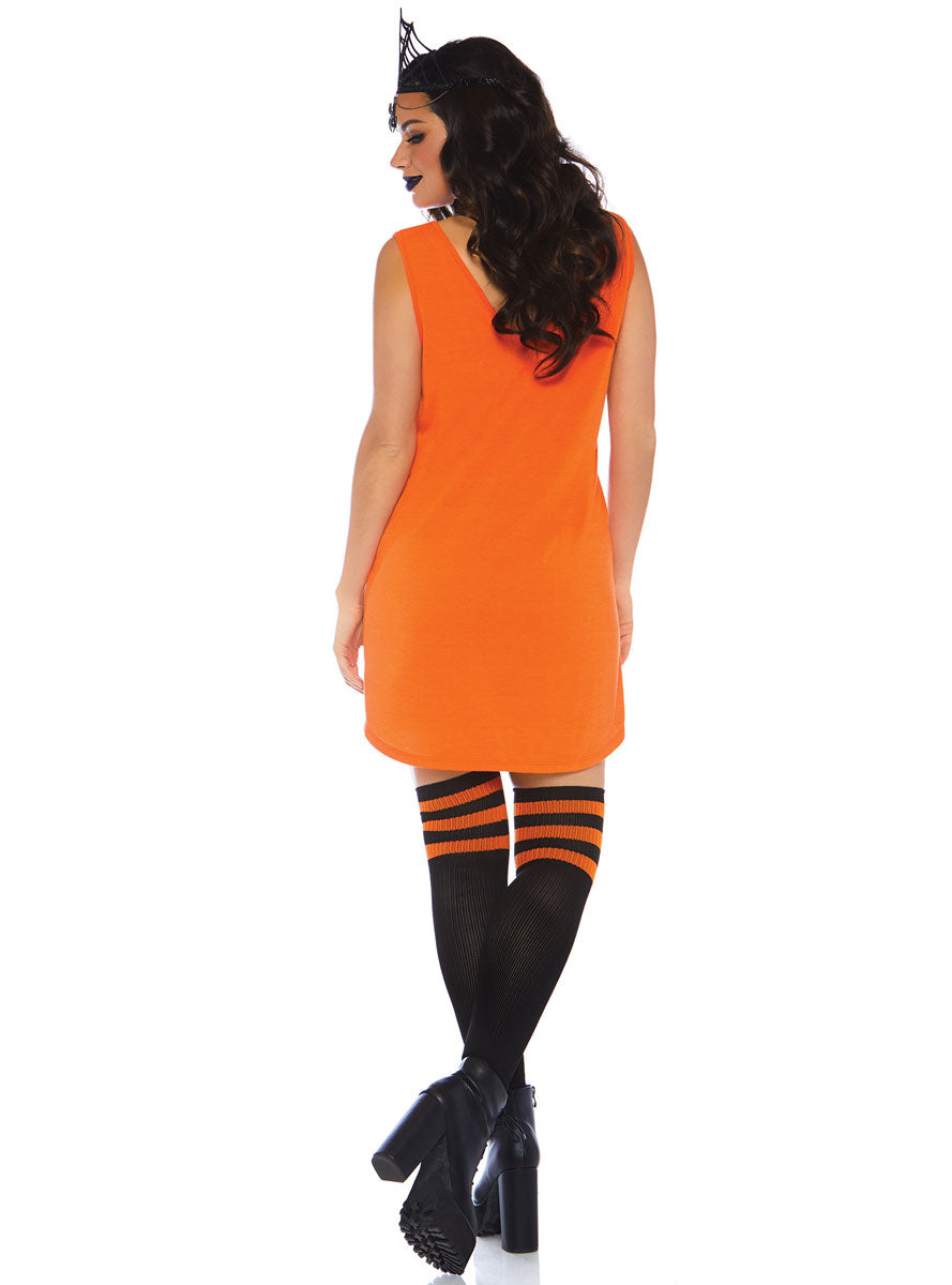Womens Orange Hello Queen Halloween Costume Dress Back Image