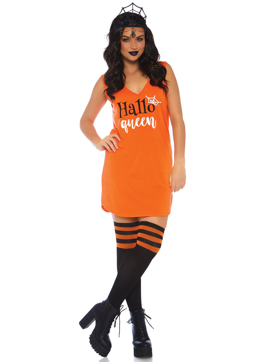 Womens Orange Hello Queen Halloween Costume Dress Main Image