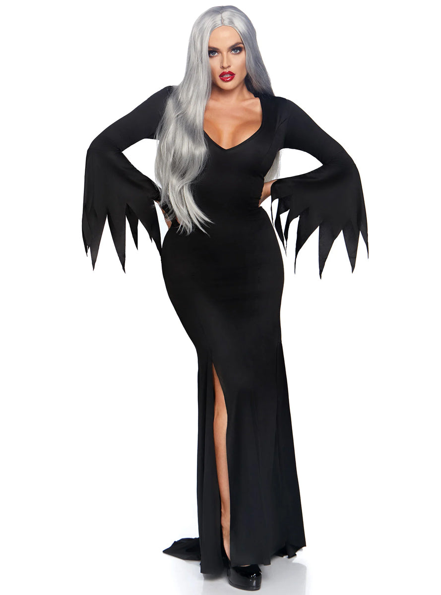 Morticia Addams Women's Sexy Gothic Halloween Costume - Back Image