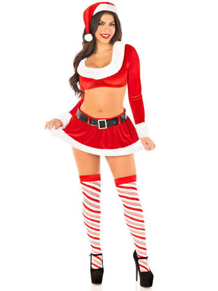 Womens Sexy Red Hoho Hottie Two Piece Christmas Costume Main Image