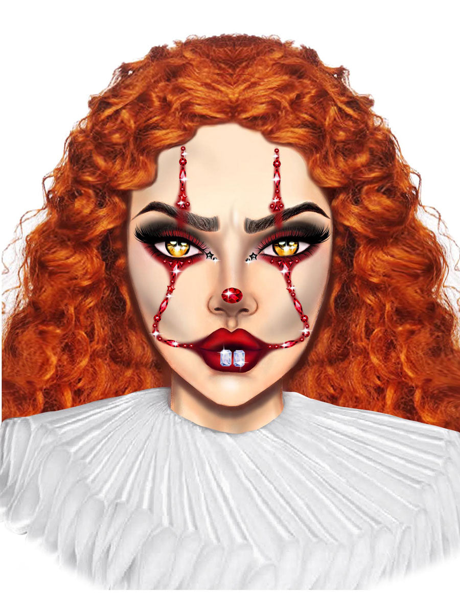 Womens Horror Clown Halloween Costume Face Jewels Alternative Image 2