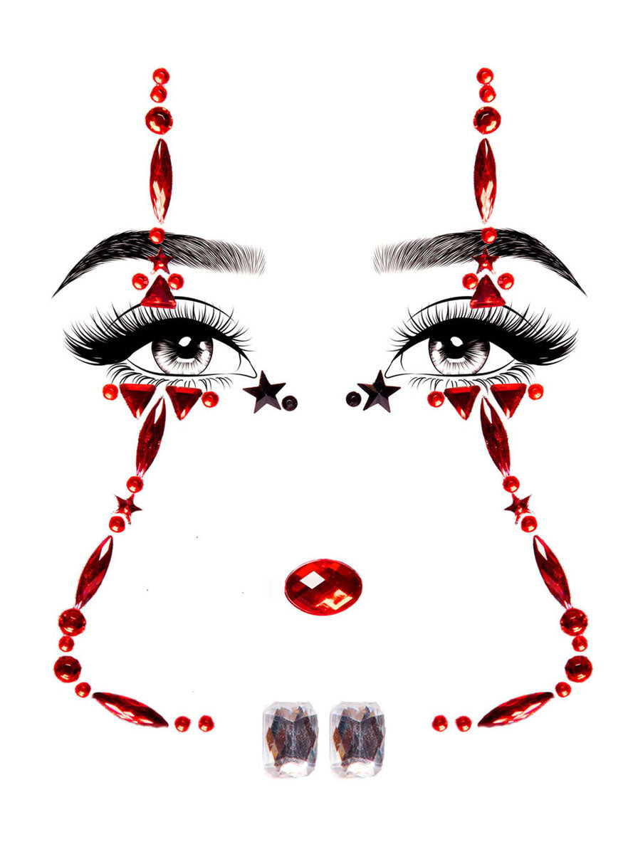 Womens Horror Clown Halloween Costume Face Jewels Main Image