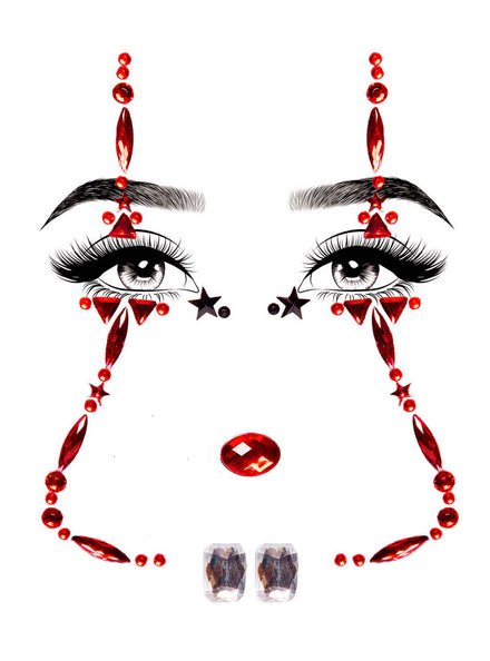 Womens Horror Clown Halloween Costume Face Jewels Main Image