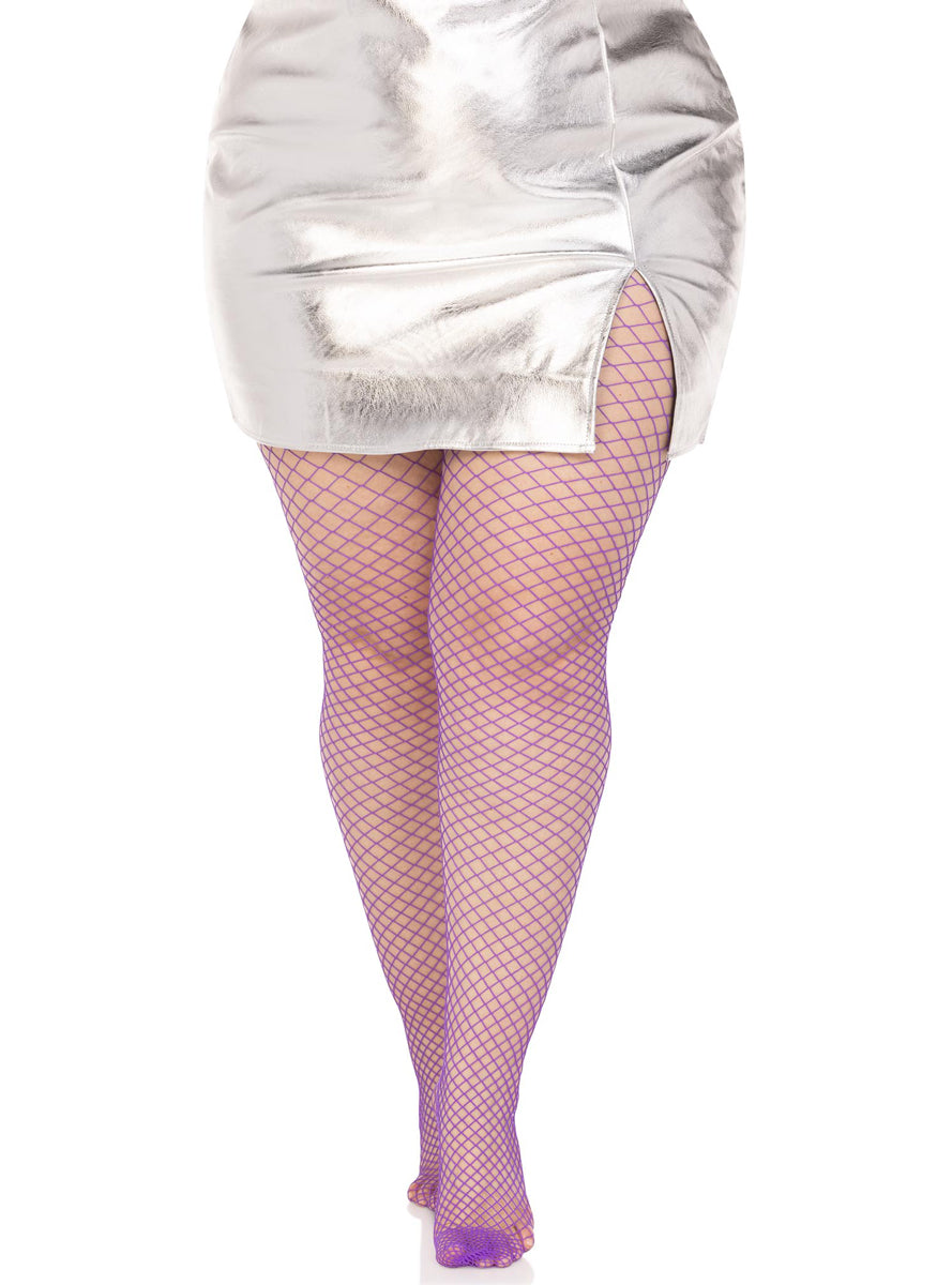 Plus Size Womens Purple Industrial Net Spandex Stockings Alternative Image
