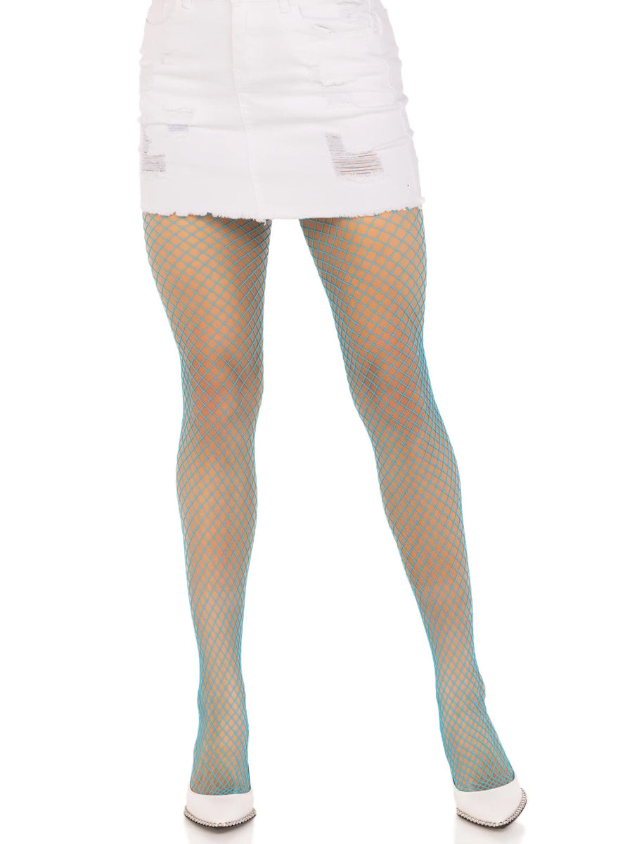 Womens Neon Blue Industrial Net Spandex Stockings Main Image
