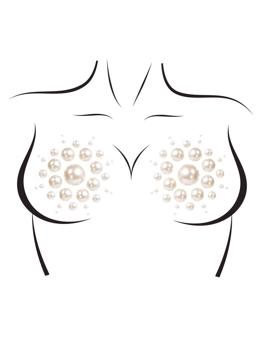 Womens Isla White Pearl Nipple Jewel Stickers Alternative Image
