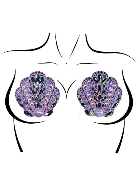 Jewelled Purple Mermaid Shell Nipple Pasties