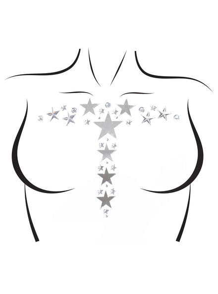 Kismet Silver Mirror Star Body Jewels With Glitter Main Image