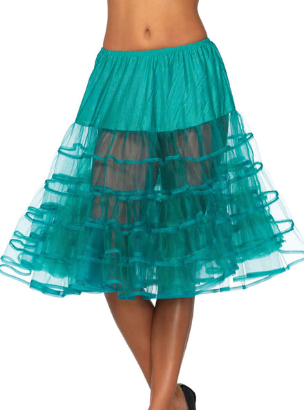 Womens Jade Green Knee Length Layered Costume Petticoat