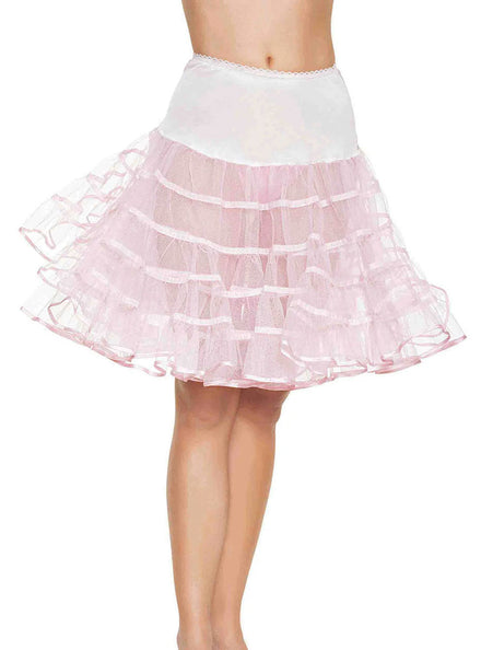 Womens Pale Pink Knee Length Layered Costume Petticoat