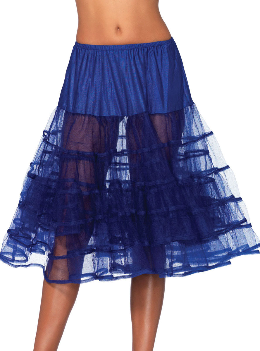 Womens Royal Blue Knee Length Layered Costume Petticoat