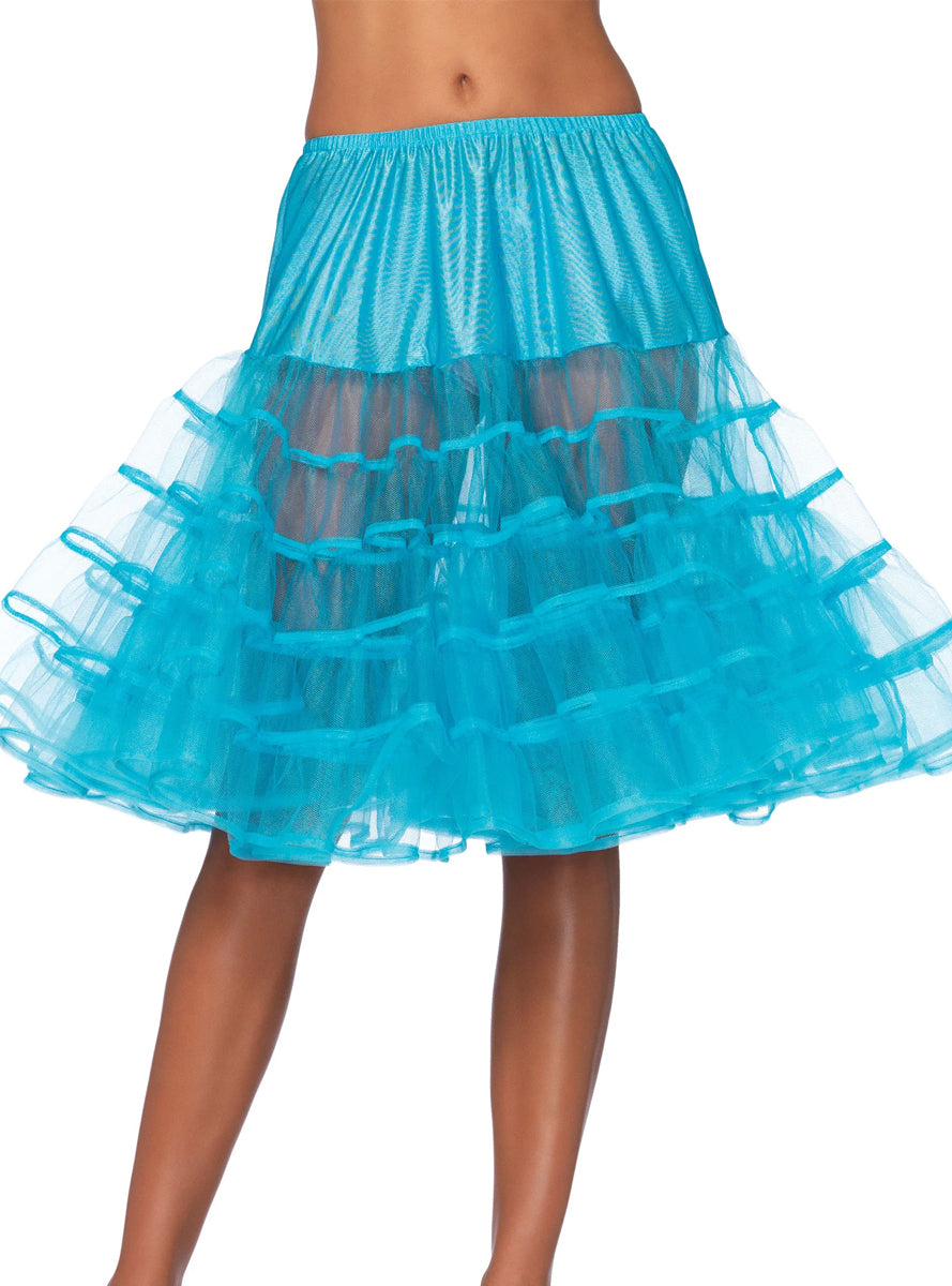 Womens Turquoise Knee Length Layered Costume Petticoat
