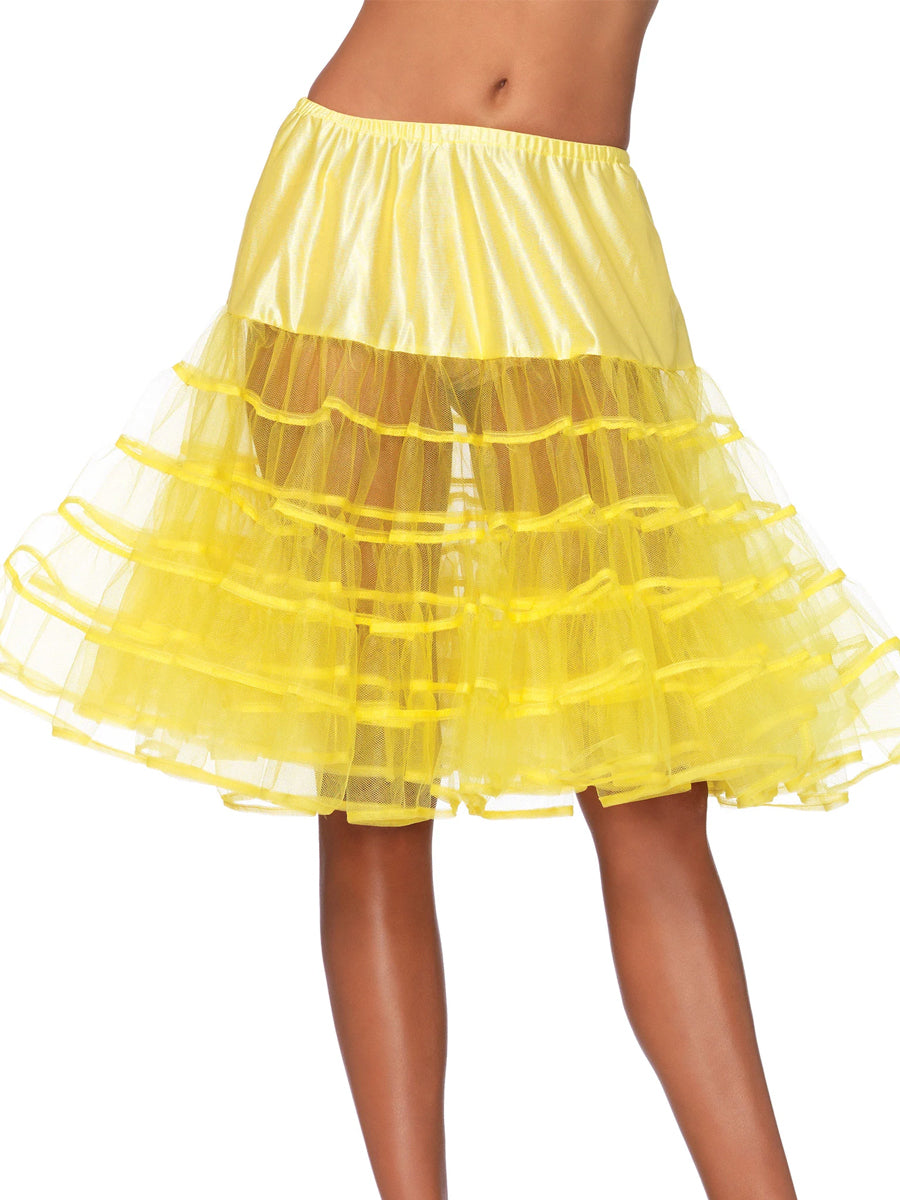Womens Yellow Knee Length Layered Costume Petticoat
