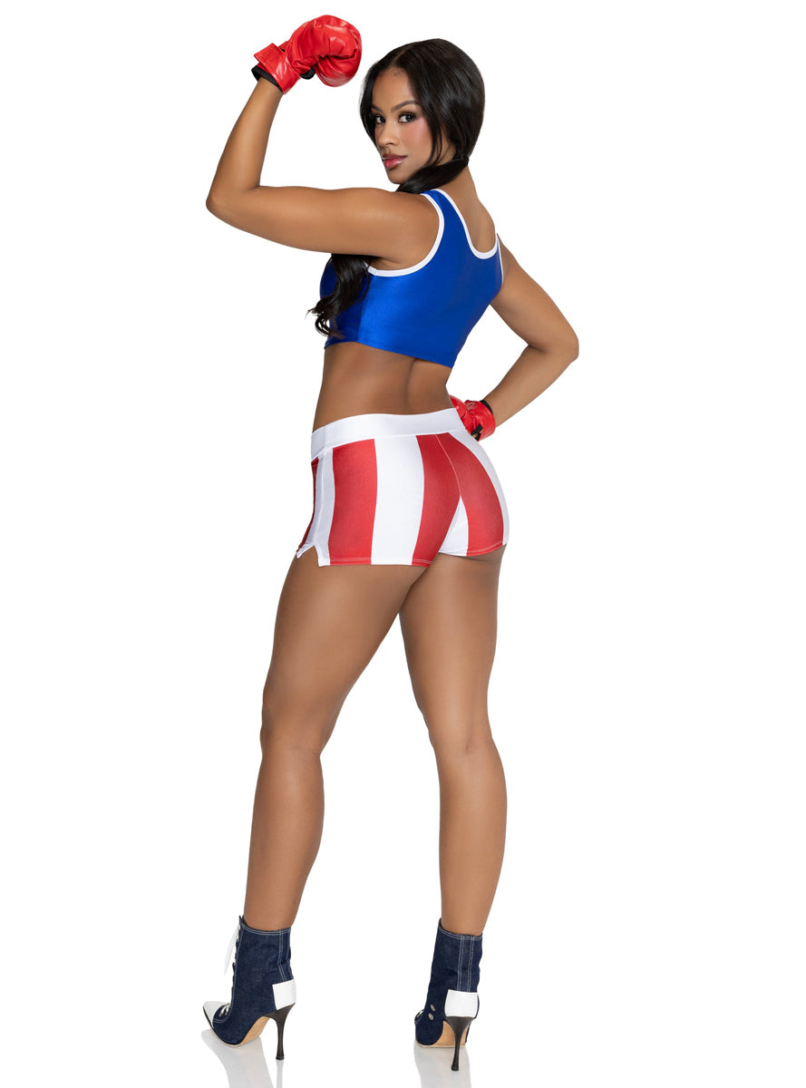 Sexy Womens Knock Out Champ Boxer Costume Back Image
