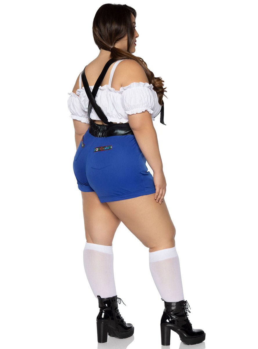 Plus Size Womens Sexy Lederhosen Honey Oktoberfest Costume Full Back Image
