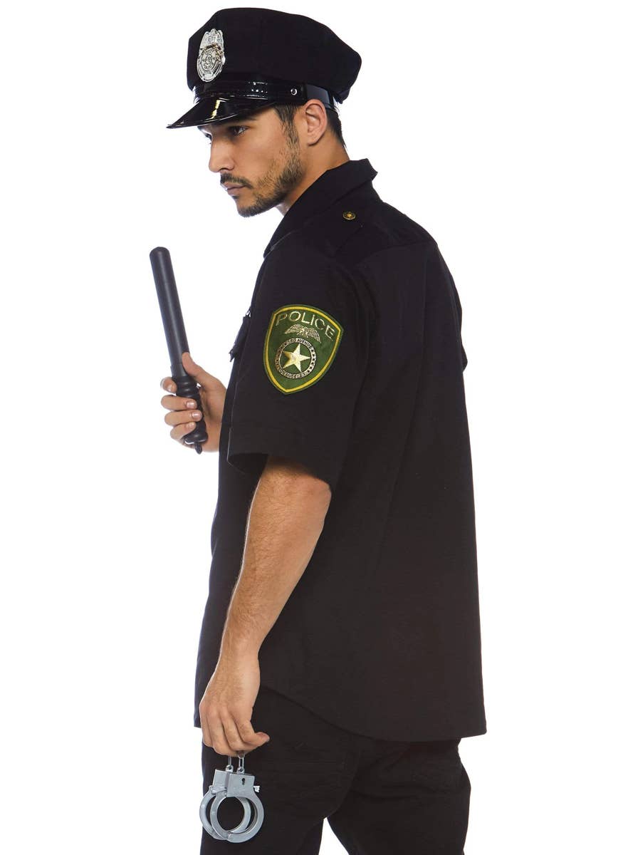 Deluxe Cop Men's Fancy Dress Costume - Close Up Back Image