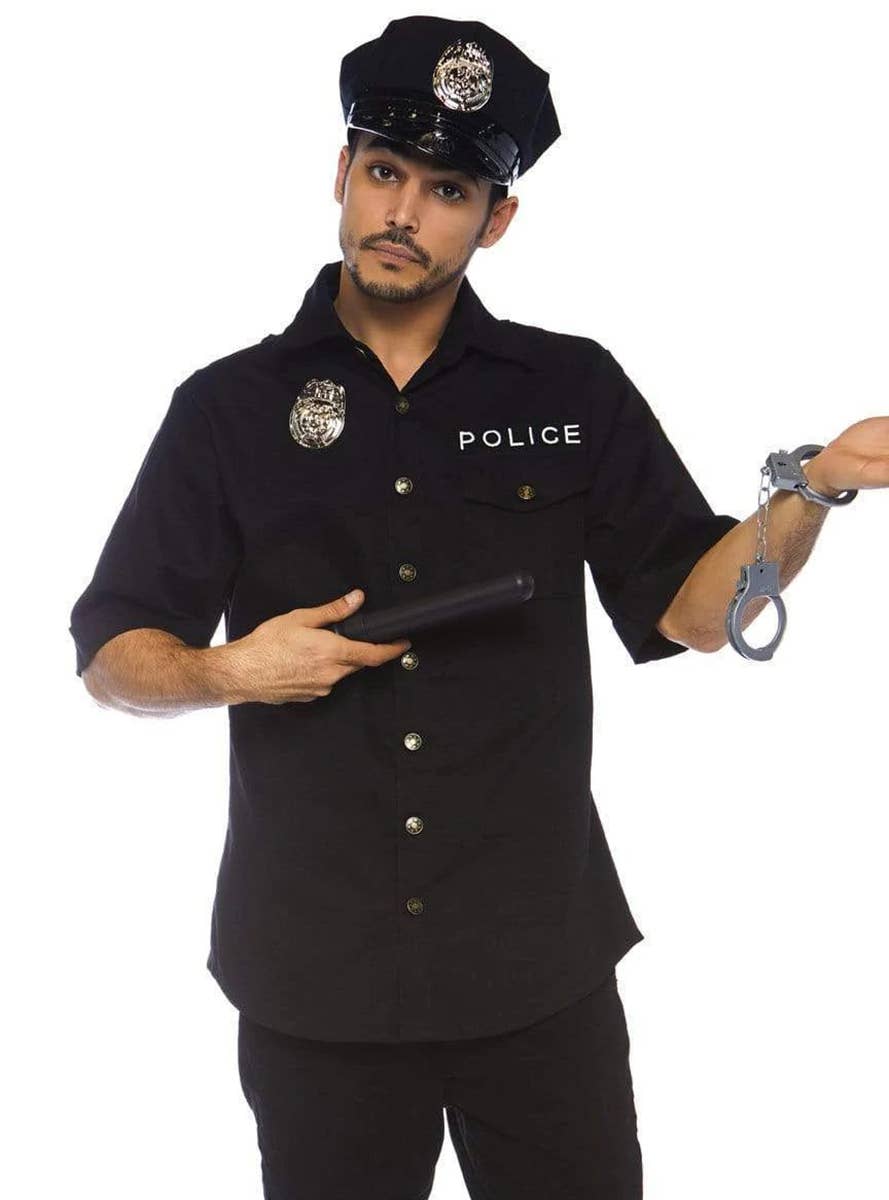 Deluxe Cop Men's Fancy Dress Costume - Close Up Main Image