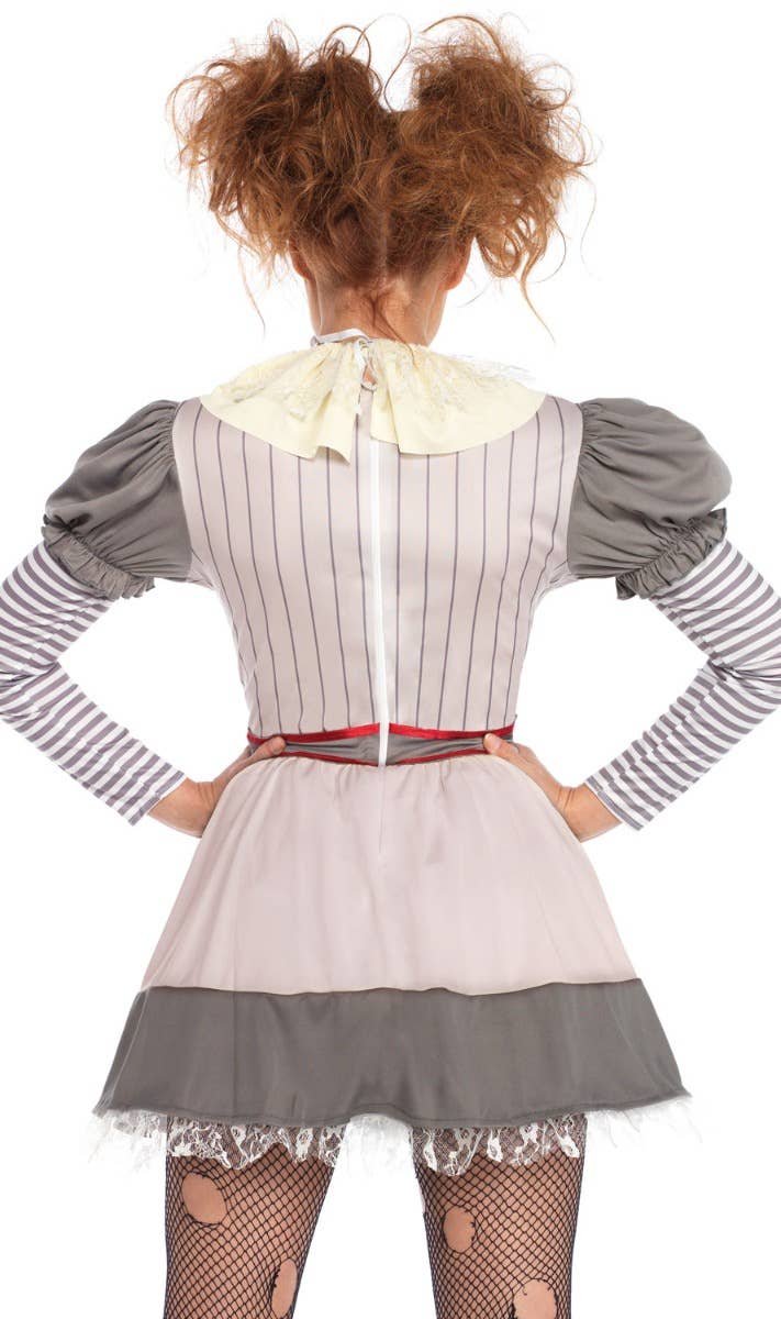 Women's Creepy Clown Pennywise Halloween Costume - Close Back Image