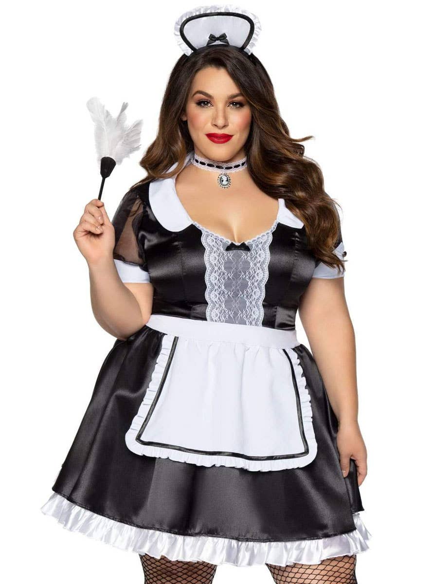 Plus Size Sexy French Maid Women's Costume - Close Front Image