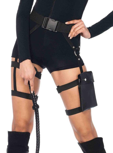 Women's Strappy Black Thigh Holster