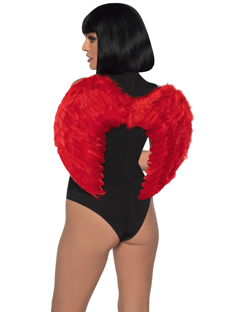 Womens Small Red Angel Costume Wings With Marabou Feather Trim Main Image