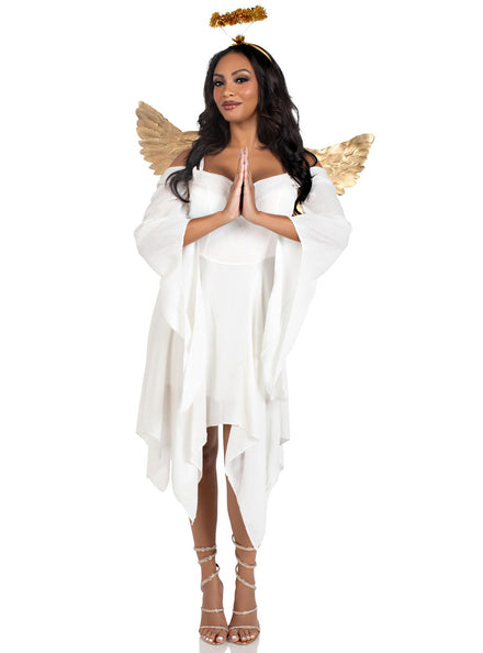 Womens Metallic Gold Angel Costume Accessory Kit Alternative Image 2