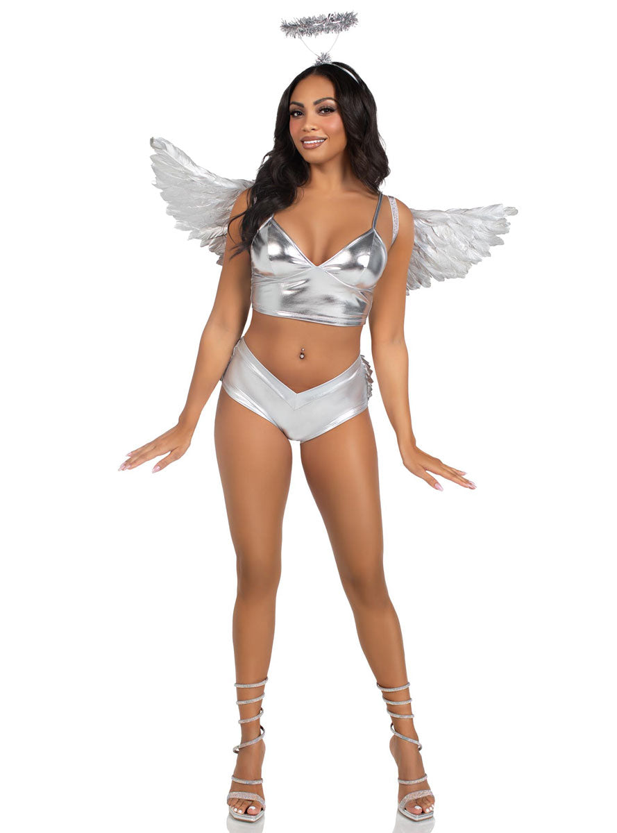 Womens Metallic Silver Angel Costume Accessory Kit Alternative Image 1