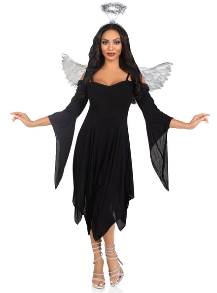 Womens Metallic Silver Angel Costume Accessory Kit Alternative Image 2