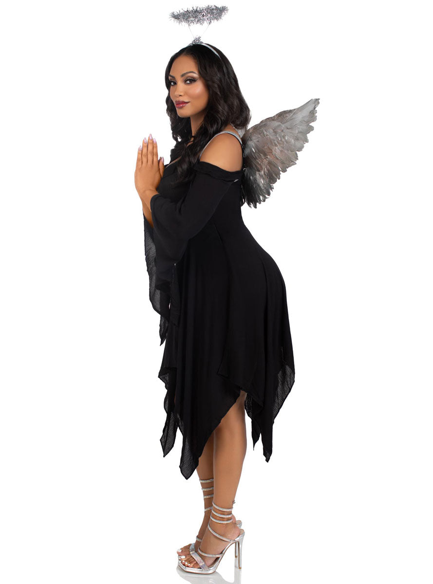 Womens Metallic Silver Angel Costume Accessory Kit Side Image