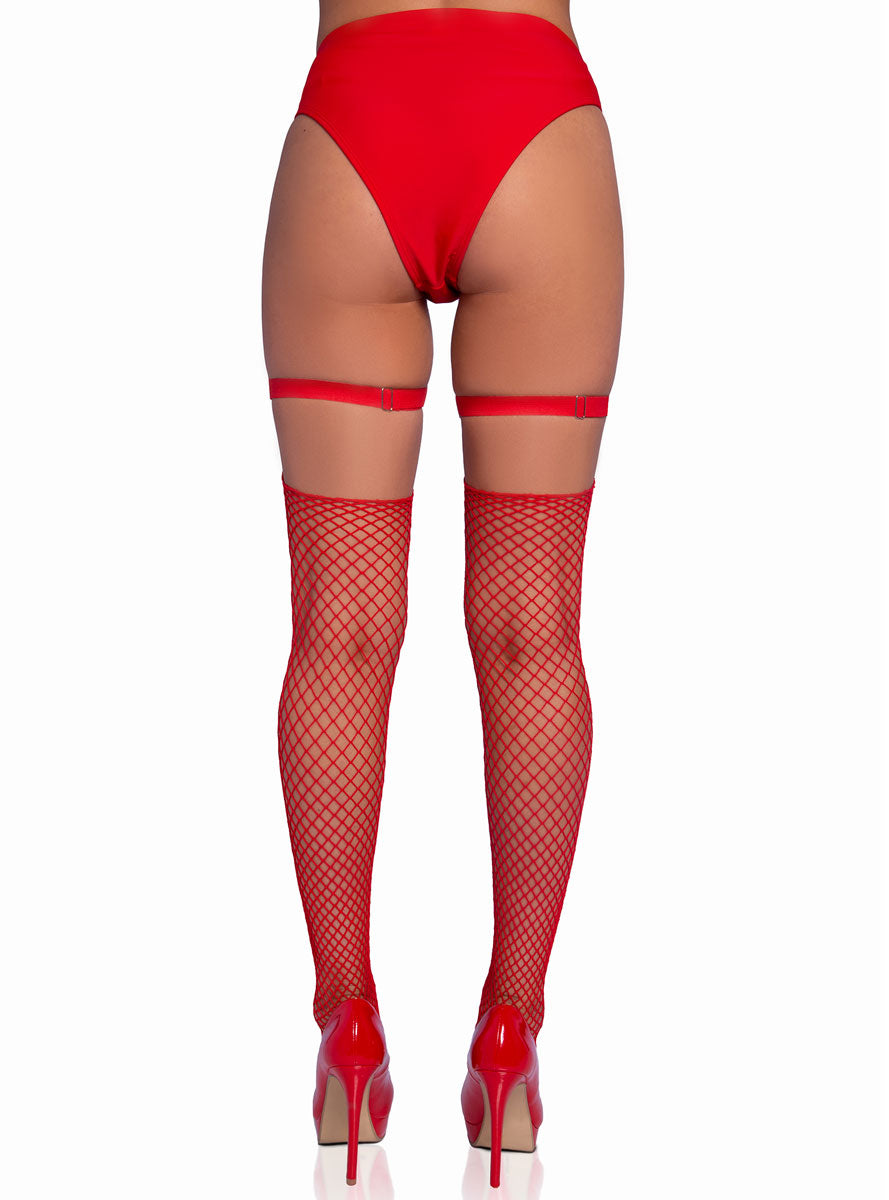Mini Hearts Red Dual Strap Iridescent Studded Garter Suspender Back Image