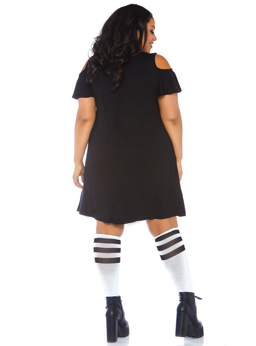 Plus Size Womens Black More Boos Halloween Costume Dress Back Image