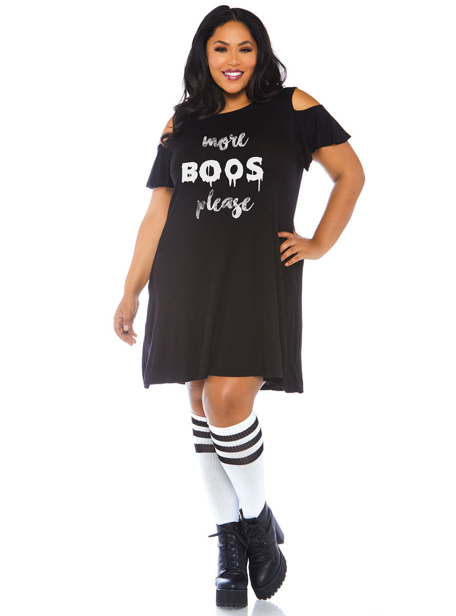 Plus Size Womens Black More Boos Halloween Costume Dress Main Image