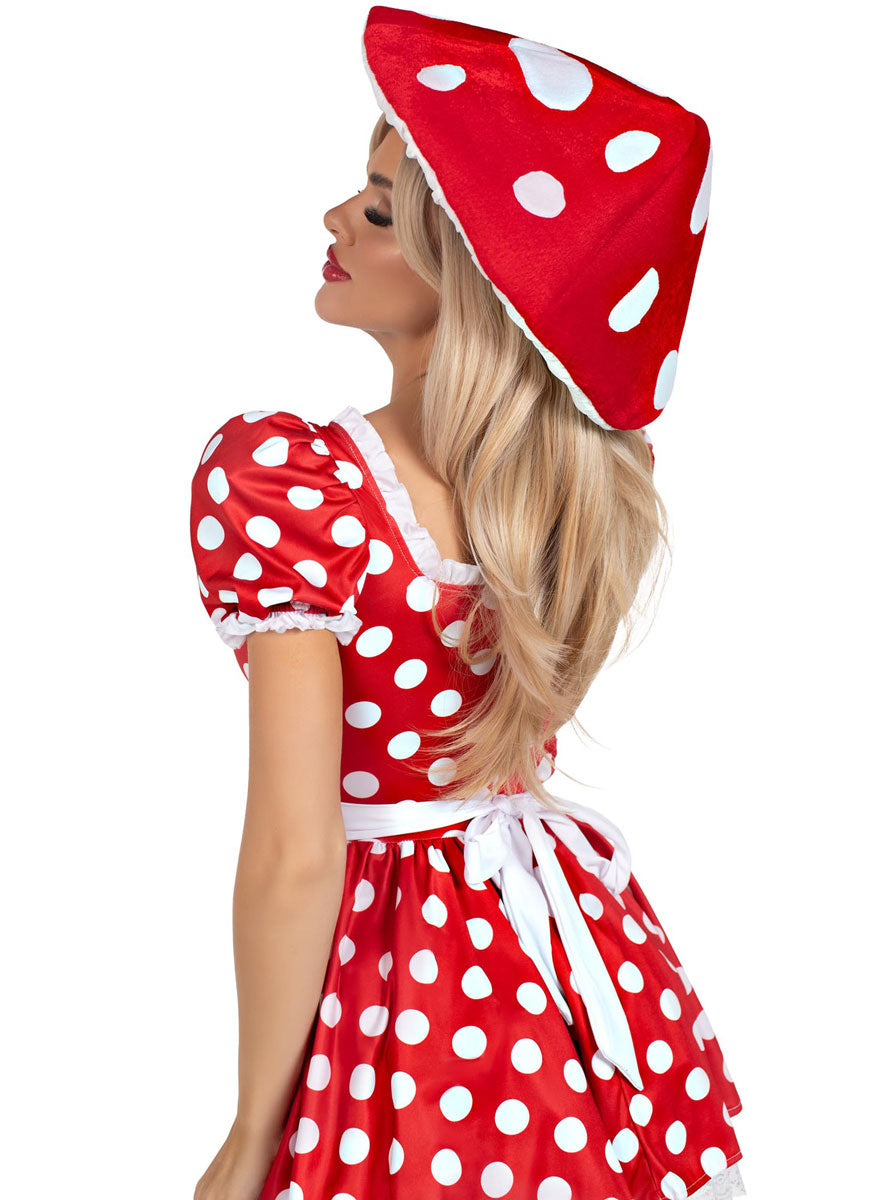 Womens Red And White Mushroom Costume Hat Back Image