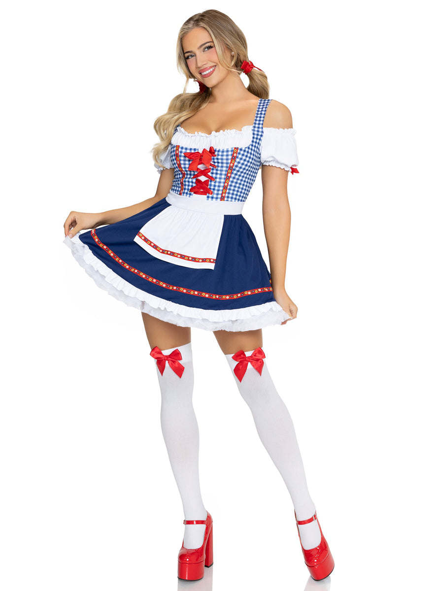 Sexy Womens Blue And White Oktoberfest Cutie Dress Costume Alternate Front Image