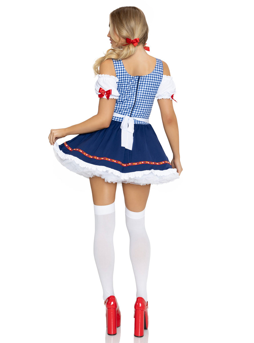 Sexy Womens Blue And White Oktoberfest Cutie Dress Costume Back Image