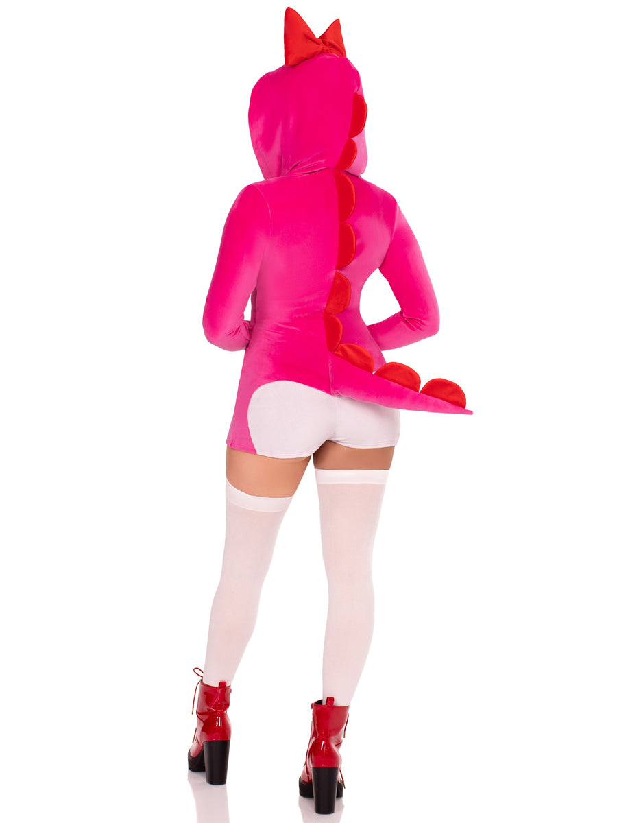 Pink Dino Gamer Womens Romper Costume