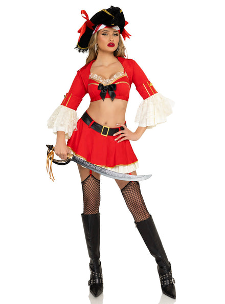 Sexy Womens Red Pirate Wench Costume Alternate Front Image 2