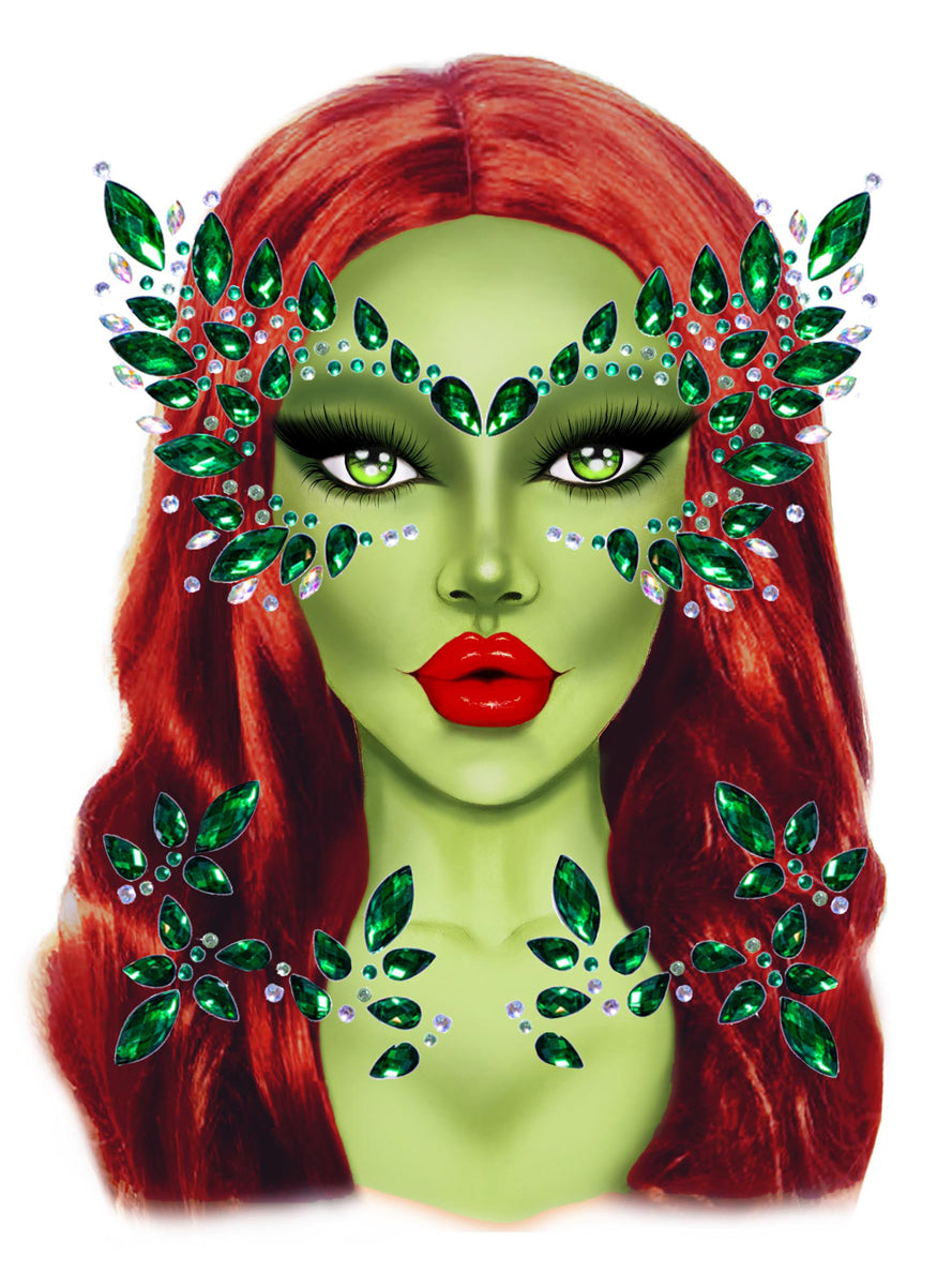 Womens Green Poison Costume Face Jewels Alternative Image