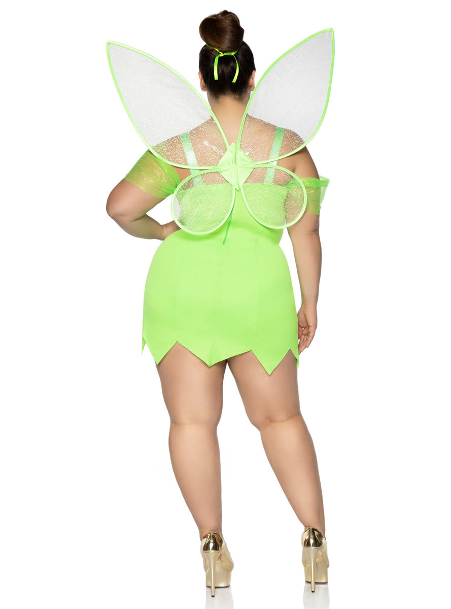 Plus Size Womens Green Pretty Pixie Fairy Costume Back Image