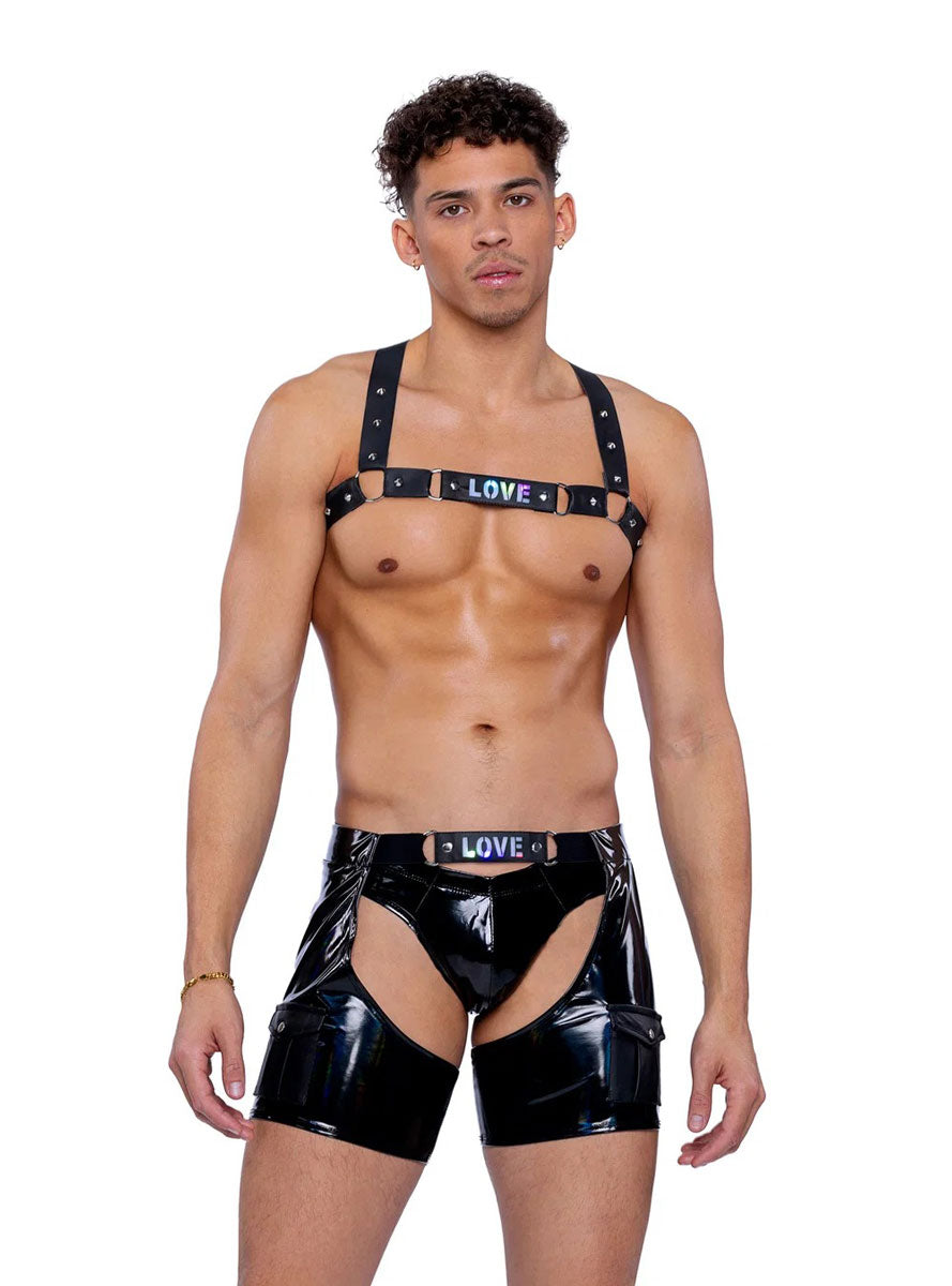 Pride Light Up Faux Leather Chest Harness