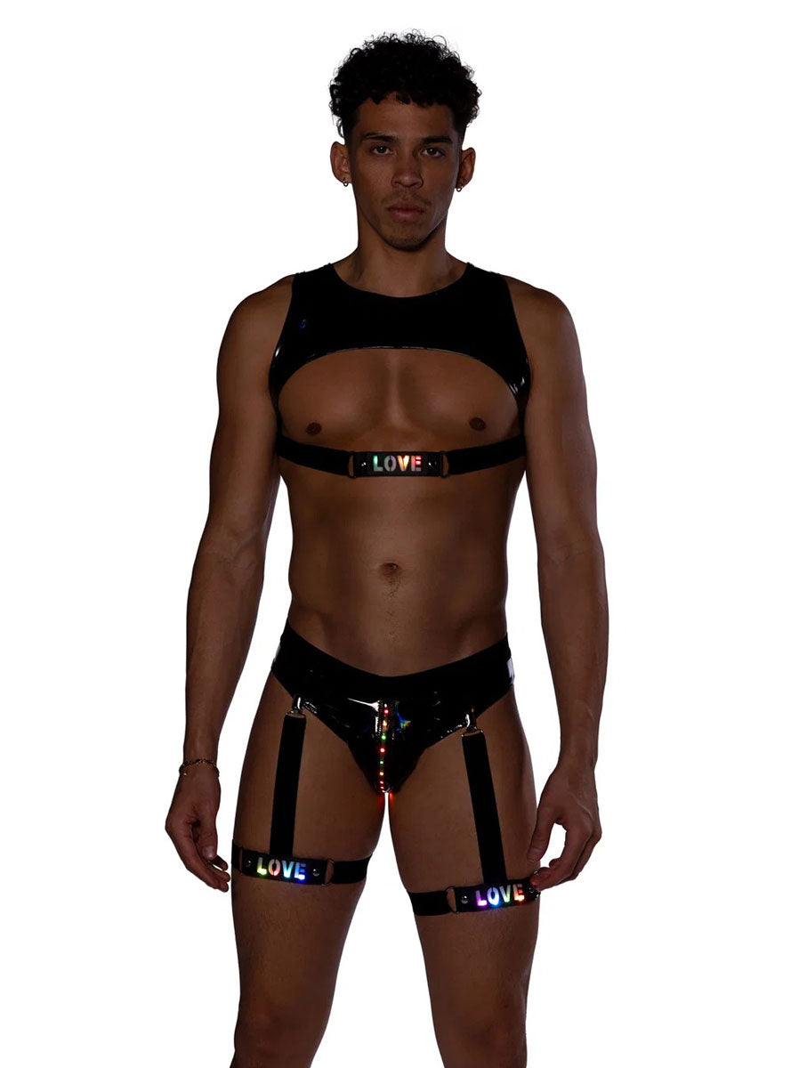 Pride Light Up Black Vinyl Leg Garters