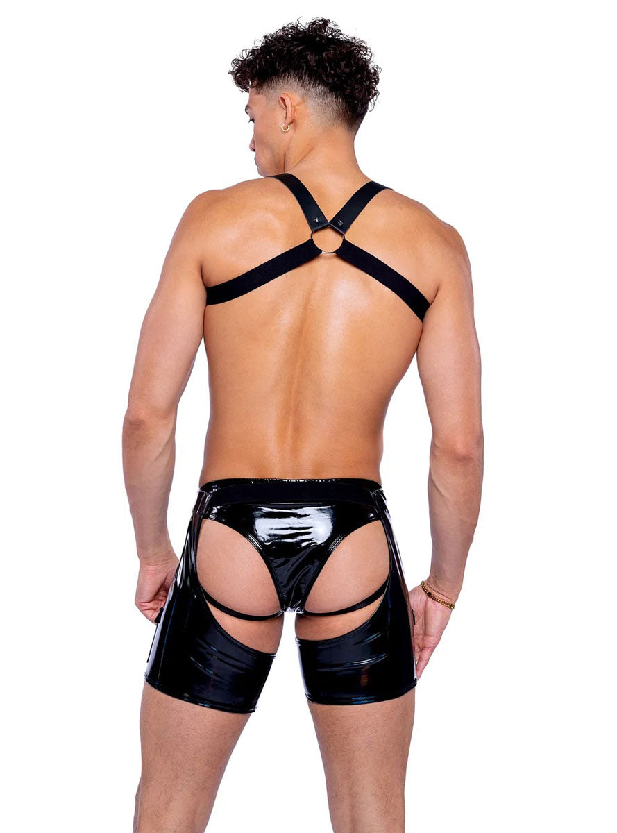 Pride Light Up Mens Black Vinyl Chaps