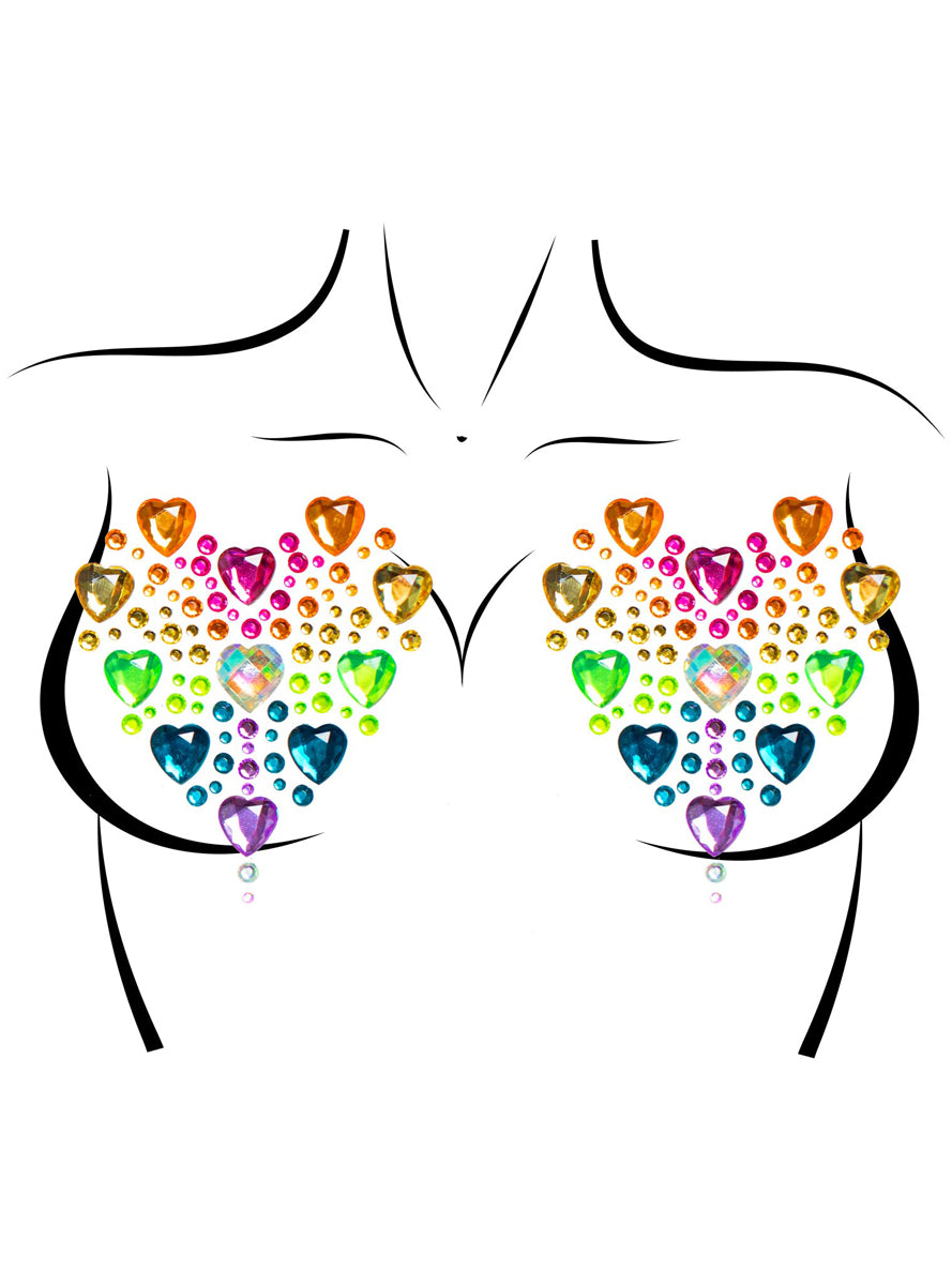 Prism Womens Rainbow Heart Nipple Jewels And Body Glitter Set Main Image